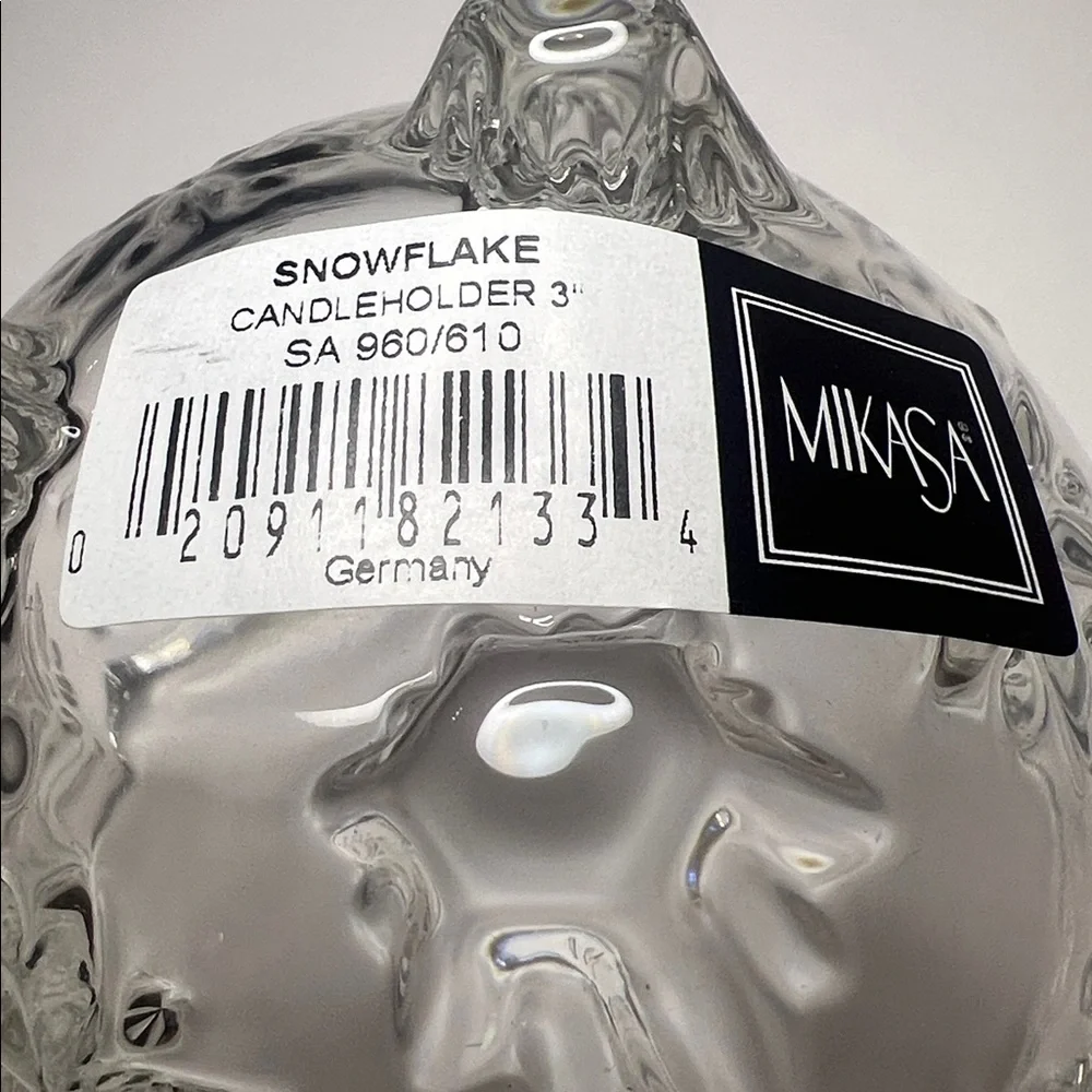 Vintage Mikasa 1990s Crystal Glass Snowflake Candle, Trinket, Candy Dish